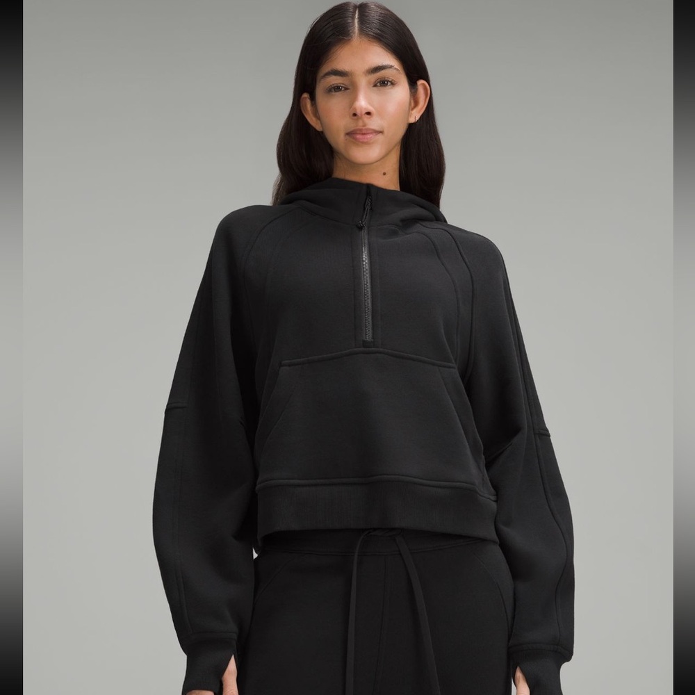 Scuba Oversized Half-Zip Hoodie, Black, M/L